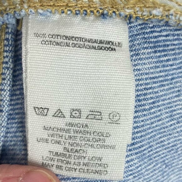 Free People Denim A-Line Light Wash Skirt Size 25 Revolve Distress Button Front - Picture 8 of 13